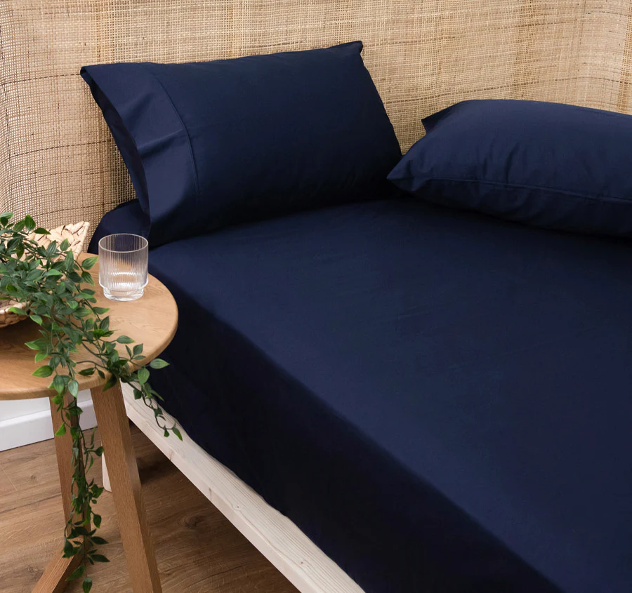Bamboo Eco 400THC Cotton Mega Fitted Sheet Range Navy - Image 4