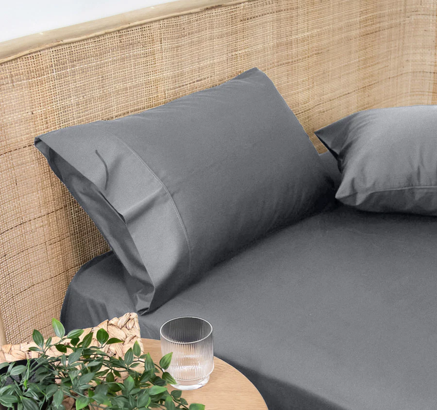 Bamboo Eco 400THC Cotton Standard Pillowcase Pair Charcoal - Image 4