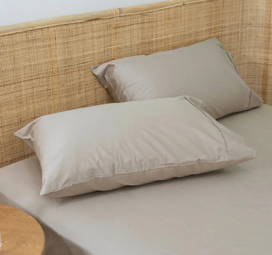 Bamboo Eco 400THC Cotton Standard Pillowcase Pair Stone - Image 4