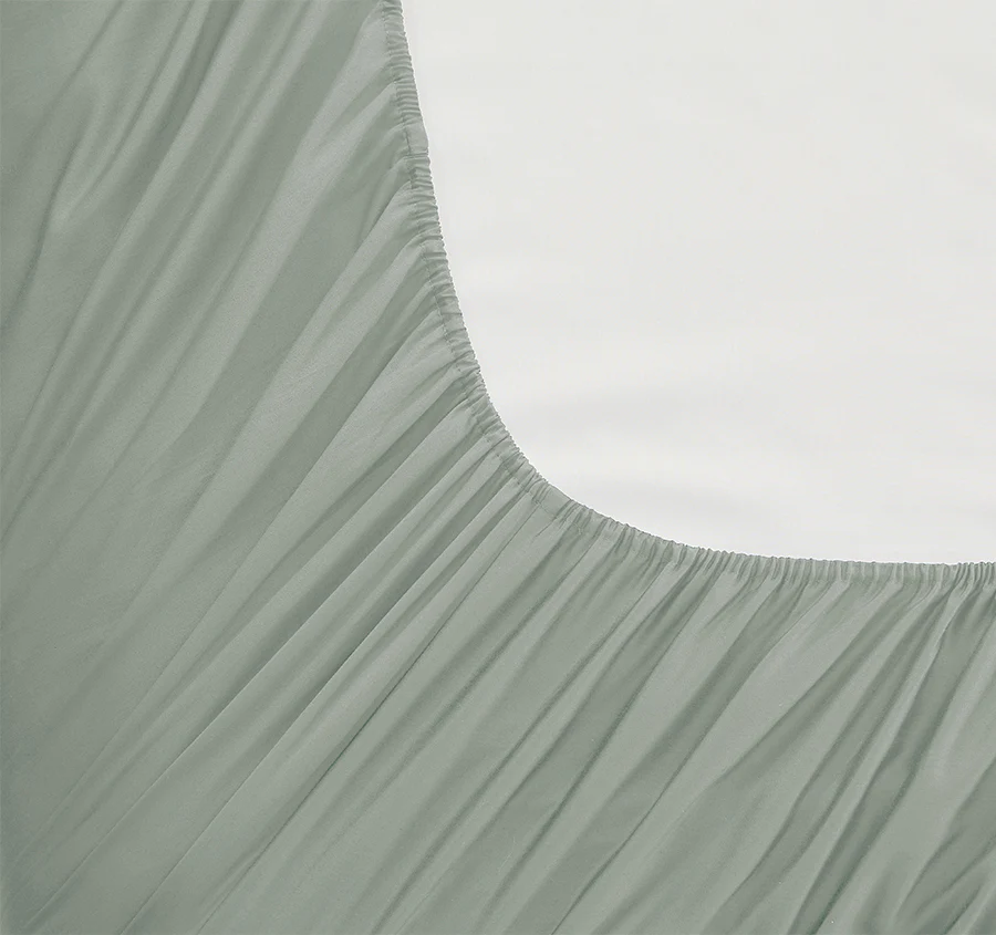 Oxford 300TC Crisp Cotton Percale Sheet Set Range Leafy Sage - Image 3