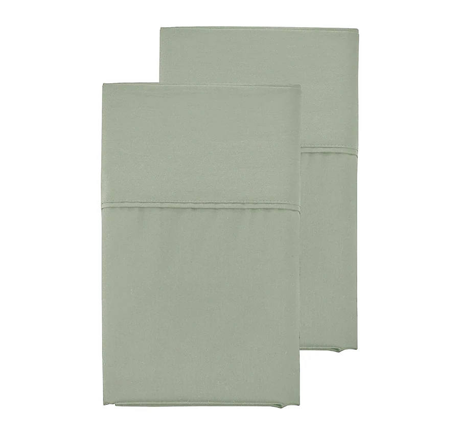 Oxford 300TC Crisp Cotton Percale Sheet Set Range Leafy Sage - Image 5